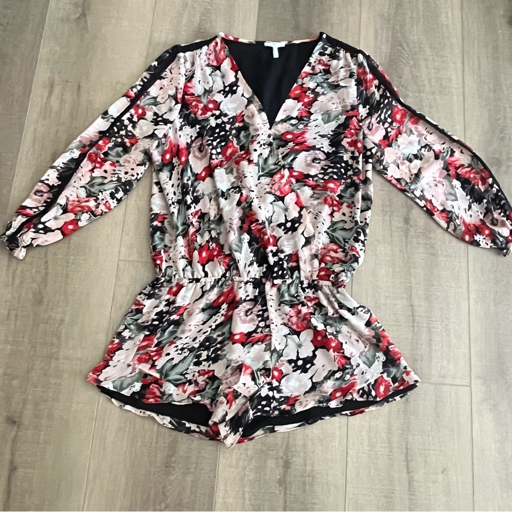 Joie Silkβ Romper Medium Floral Long Sleeve Chiffon Multi Color Resort Party